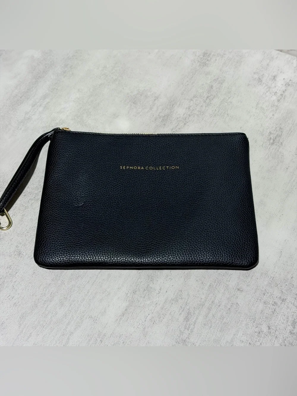 Sephora Collection Black Pebbled Wristlet Cosmetic Bag